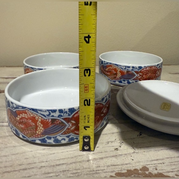 Vtg Japanese Stacking Trinket Bowls w/ Floral Pattern (Shibata China) 3 Tier/Lid - Picture 10 of 10